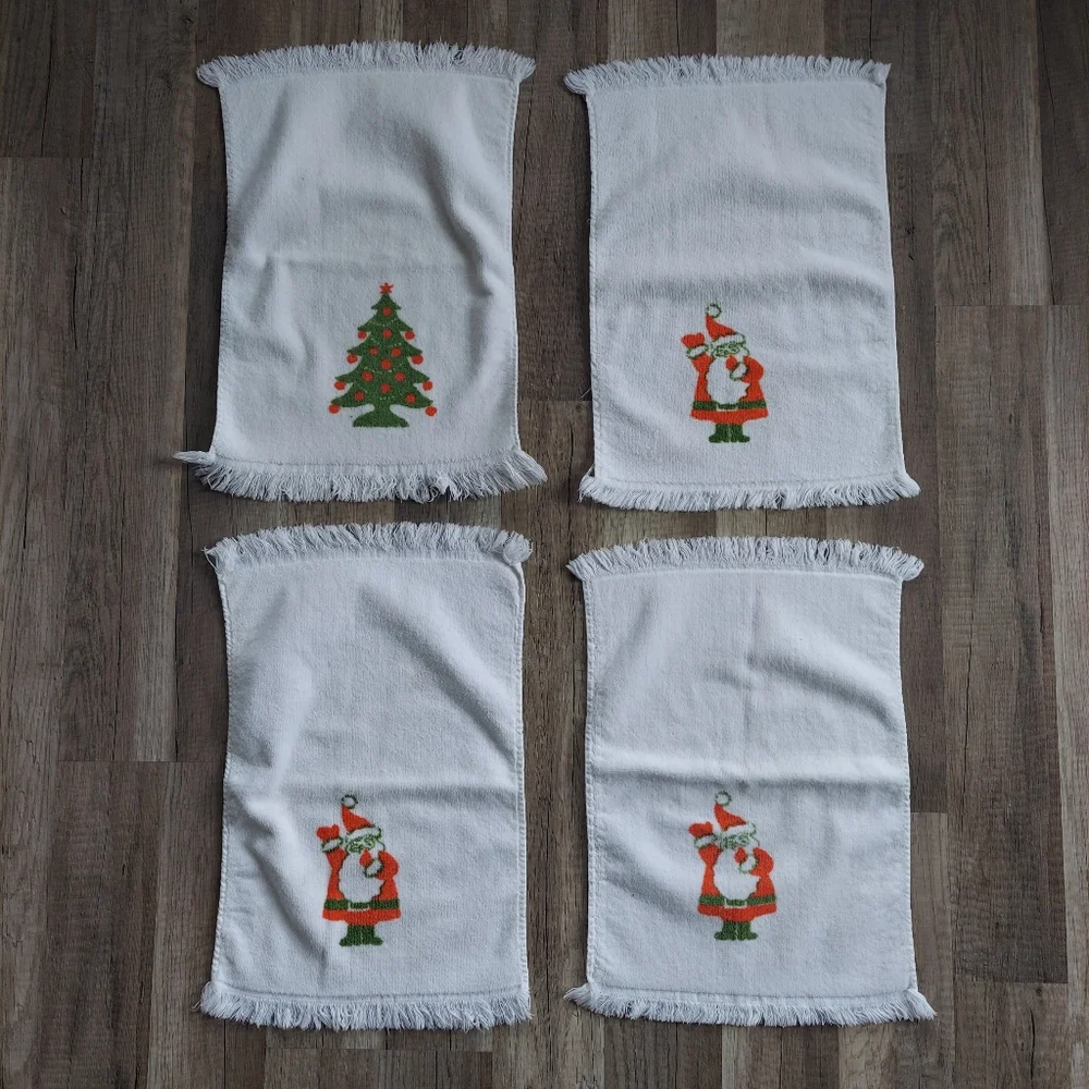 Vintage Mod Kitschy Christmas Hand Towels